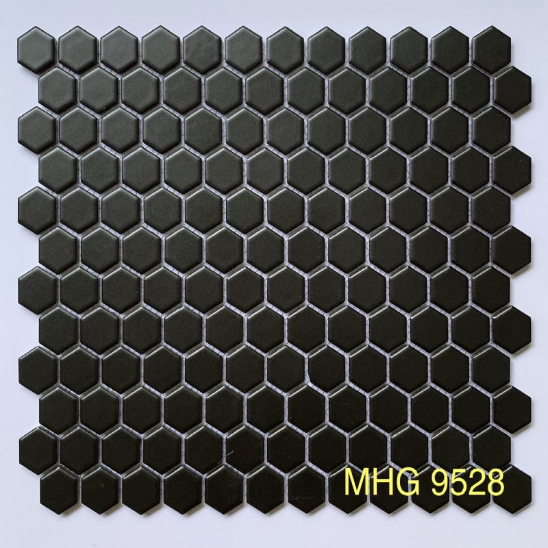 Gạch mosaic lục giác nhỏ màu đen